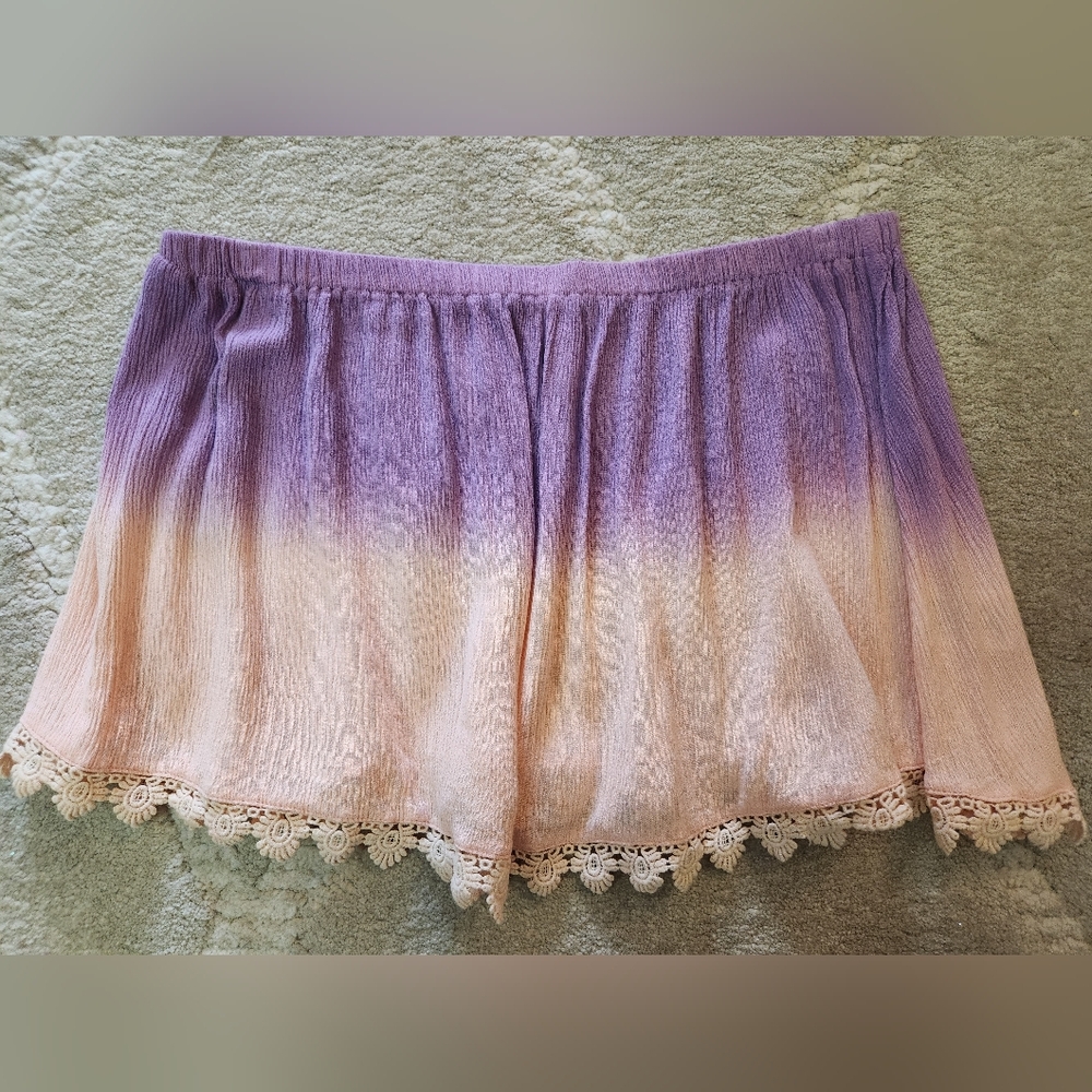 TOBI Women’s Swim Cover Up Skirt Pink Tye Die Hippie Crotchet Boho S/P